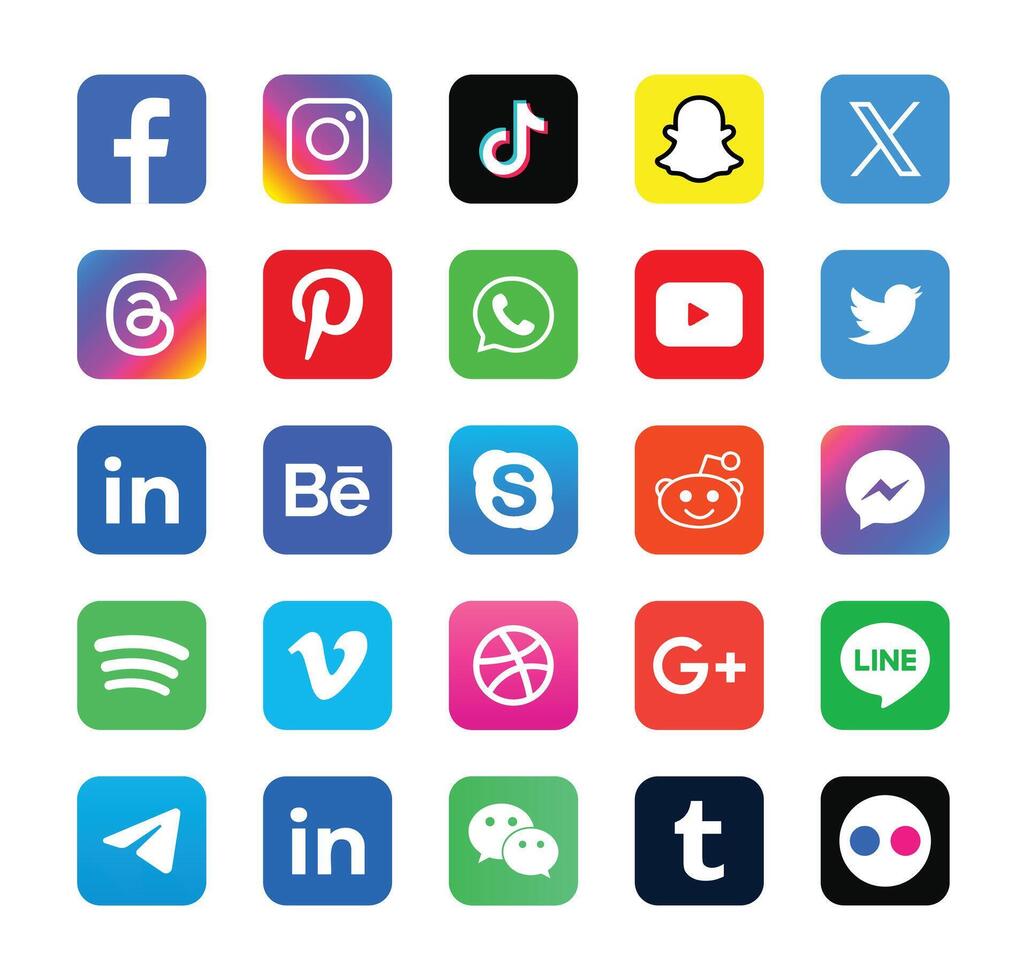 The logos of every social media app. 