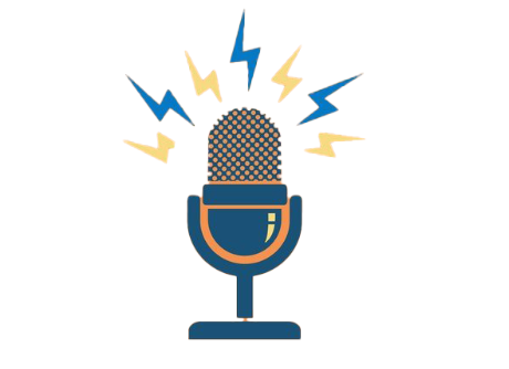 A picture of a microphone with lightning bolts coming out of it
